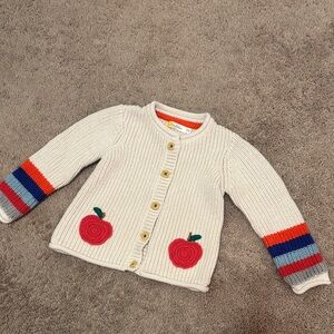 Baby Boden Cream Cardigan with Apple Design
